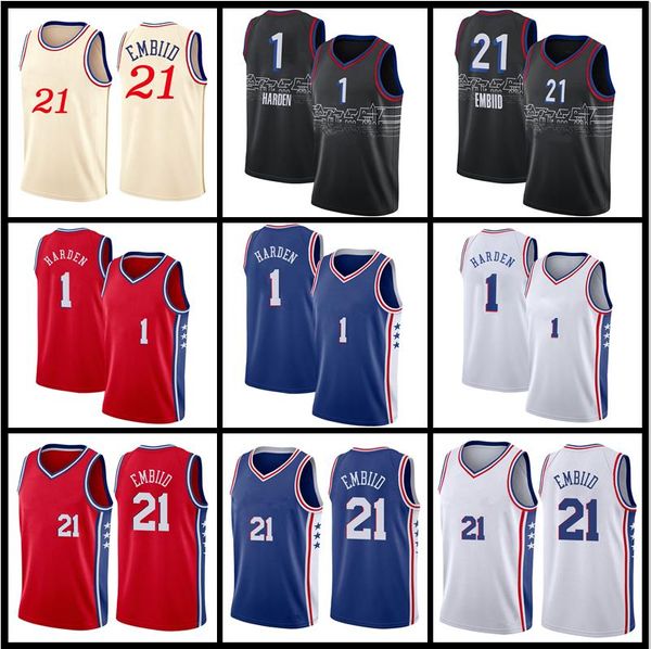 0 Tyrese Maxey New 1 James Harden Philadelphias 76er Basketball Jersey Allen 3 Iverson Joel 21 Embiid Julius 6 Erving Ben 25 Simmons Maglie City Nero Bianco Rosso