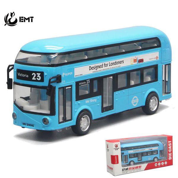 London Tour Bus Modellautos Kinderspielzeug, Doppeldeckerbus aus Druckgusslegierung für Erwachsene zum Sammeln, 1:32, Lichtgeräusch, Zurückziehen, Ornamente, Weihnachtsgeburtstagsgeschenke für Jungen, USEU