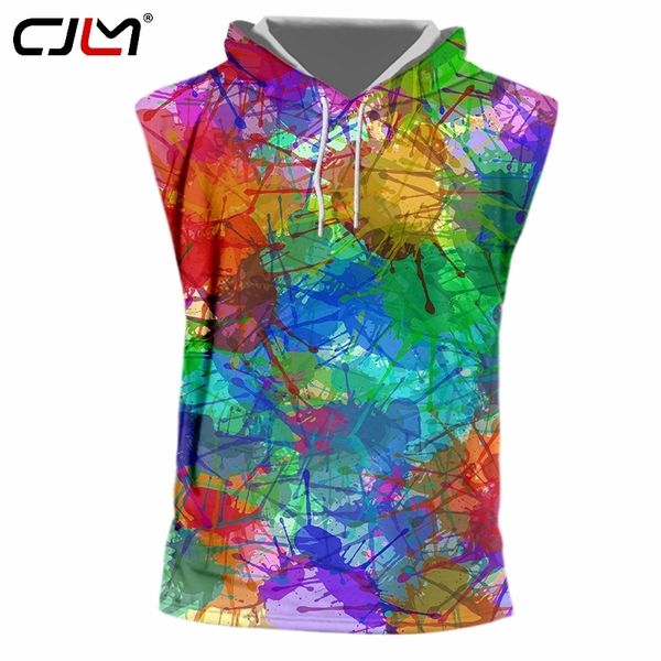 

factory direct supply original sample design 3d colorful ink print hooded tank oversized vest wholesale 220623, White;black