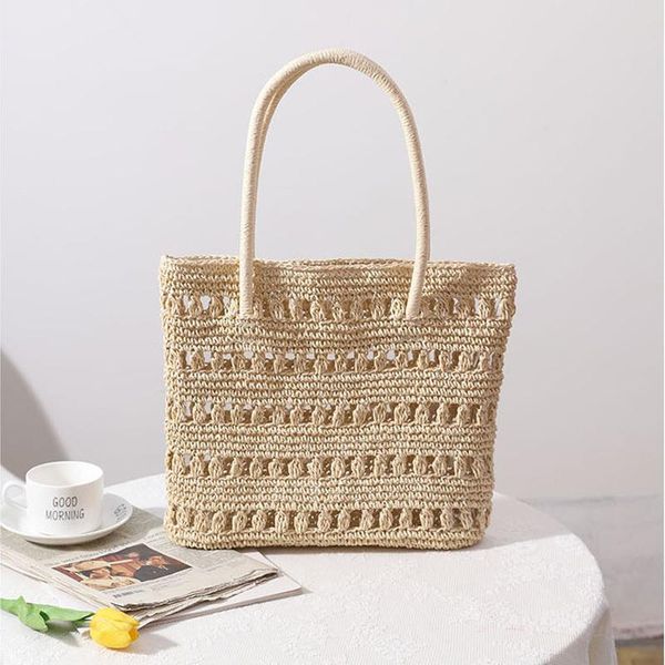 

evening bags fashion hollow women's shoulder bohemian summer straw beach bag luxury designer woven female handbag purse