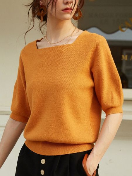 

square neck solid knit n2to#, White;black