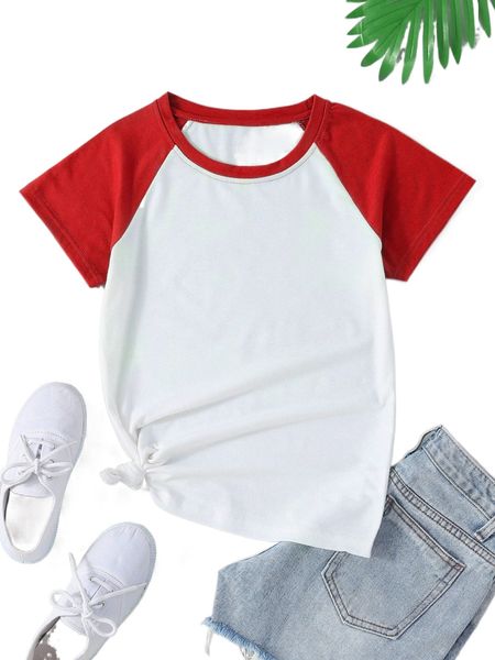 

contrast raglan sleeve tee x8ft#, White