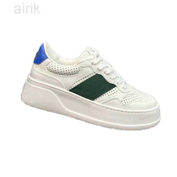 

men casual basketball shoes fashion lady lace-up designer sneaker 100% leather white women gym thick bottom trainers platform womens, Black