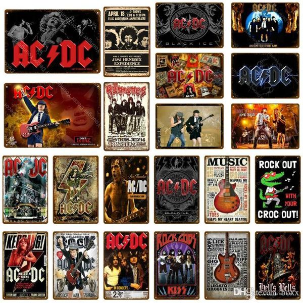

2021 rock acdc movie vintage metal signs ac dc music club advertising plaque bar cafe pub casino decor wall sticker painting wall 313j