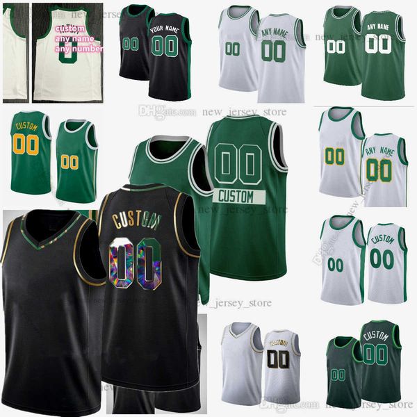 

custom printed 75th golden black basketball 44 robert williams iii jerseys 0 jayson 7 jaylen tatum brown 9 derrick 36 marcus white smart 42, Black;red