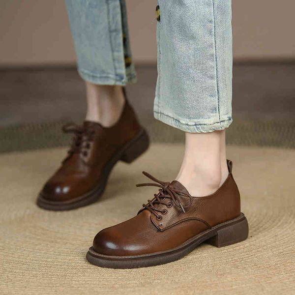 

dress shoes spring french round head front lace up single shoes simple and comfortable rub color thick heel mary jane women's, Black