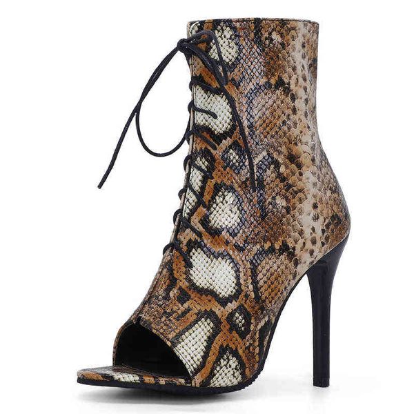 

sandals laceup ankle boots women shoes fashion high heels spring summer short ladies party peep toe black brown 220427