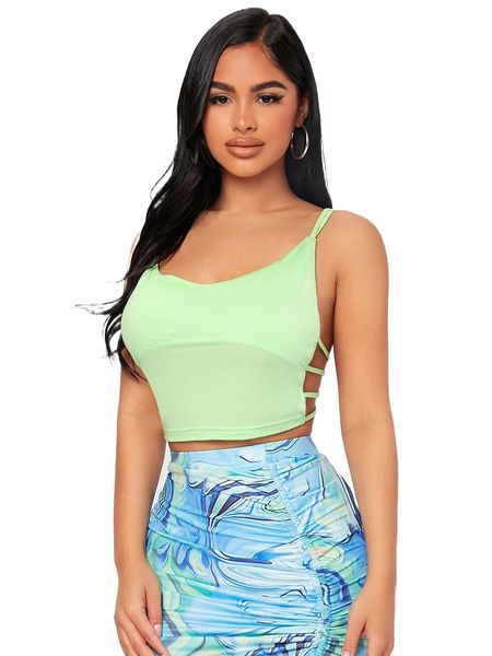 

petite o-ring open back crop cami m38o#, White