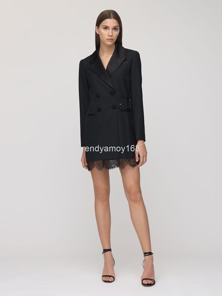 

casual dresses single counter good goods sp autumn and winter lace stitching suit jacket tailoring mini dress pure, Black;gray