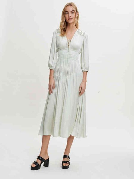 

casual dresses ma summer long satin with elastic waist v neck midi tbeg, Black;gray