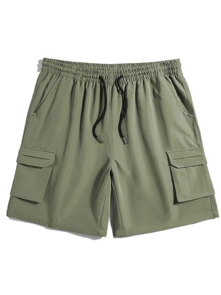 

men flap pocket drawstring shorts n3vd#, White;black