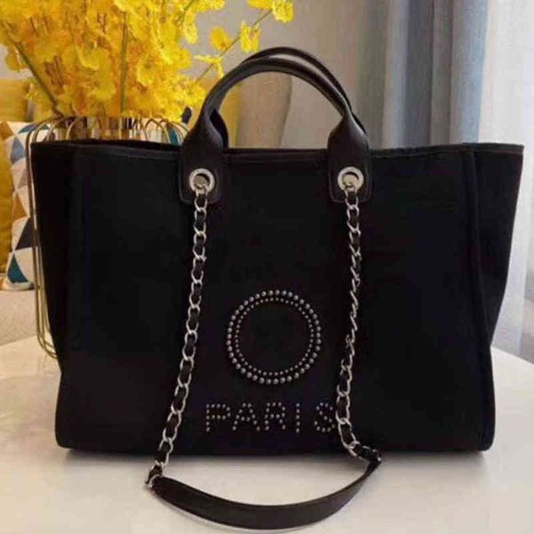 

fashion brand luxury beach bags ch women handbags pearl evening bag designers female canvas portable high-capacity classic trend big handbag, Black;red