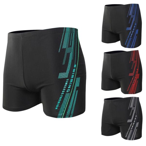 Herren-Shorts, Badehose mit Slip-Liner, Nylon-Slip, Herren-Schwimmbalken, atmungsaktiv, Liniendruck, sexy Kordelzug, Badeanzug, Herren