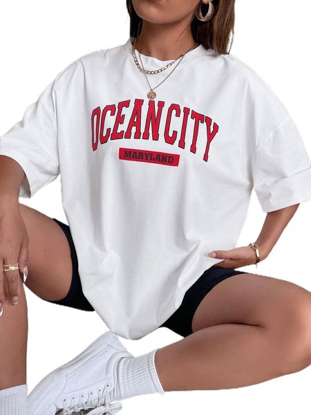 

letter graphic drop shoulder tee i8ad#, White