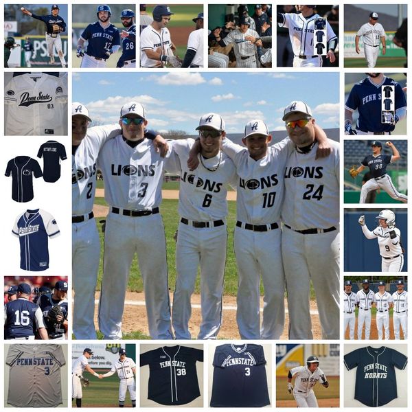 

2022 ncaa custom penn state nittany lions stitched baseball jersey 12 kellan tulio jerseys 36 tyler shingledecker 18 mason mellott 21 steven, Black
