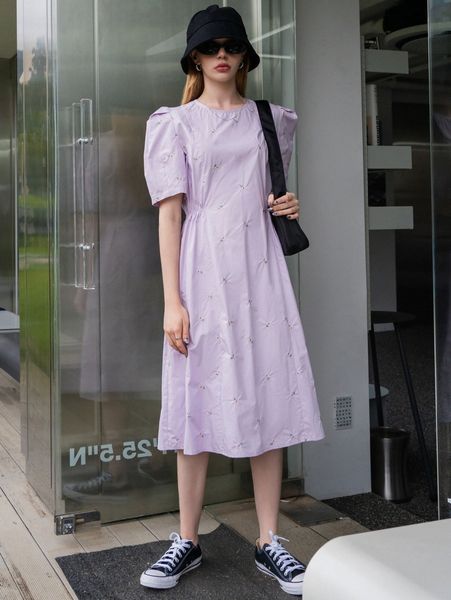 

dazy puff sleeve floral embroidery dress j3gj#, Black;gray