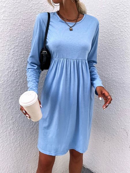 

keyhole back round neck dress l90p#, Black;gray