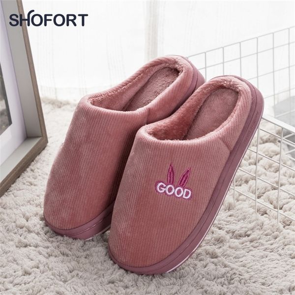 

shofort women shoes warm at home winter slippers soft thick nonslip bottom house slippers indoors 201023, Black