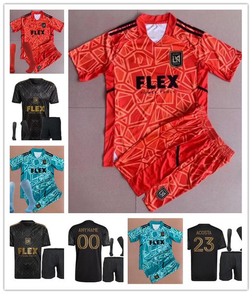 

2022 2023 la los angeles fc lafc vela soccer jerseys kids kits homa 22 23 zimmerman rossi blessing men boys football shirts uniform, Black;yellow