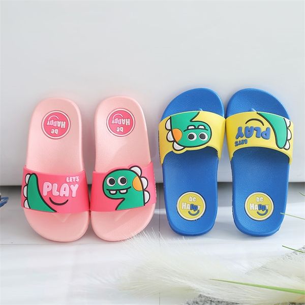 

comfort soft sole nonslip cartoon naughty dinosaur children slippers funny sandals beach kids slides shoes 220616, Black;grey