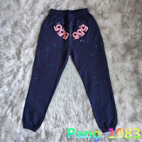 

men's pants foam pink 555555 sp5der sweatpants men women dark blue hip hop young thug trousersmen's, Black