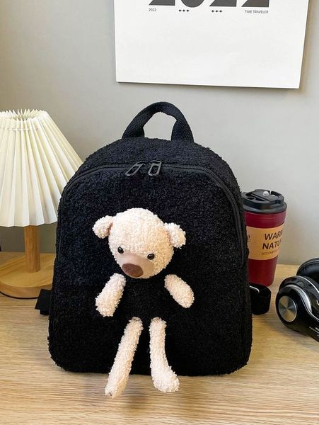 

kids cartoon bear decor fluffy backpack she