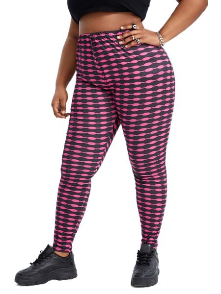 

sxy plus all over print leggings c0vl#, Black