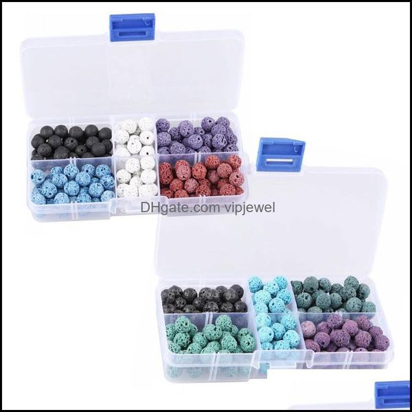 

other loose beads jewelry 8mm black and colored lava stone round rock volcanic gemstone for necklace bracelet dhm2a