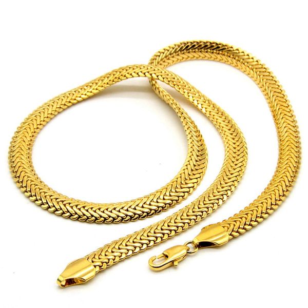 

men necklace herringbone chain link solid 18k yellow gold filled hip hop men's jewelry clavicle choker necklace gift 60cm long, Silver