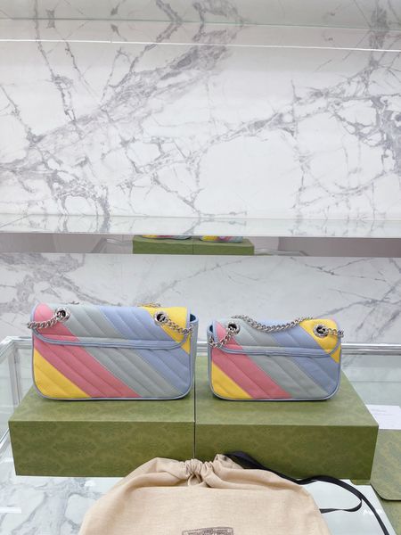 

women's designers shoulder bag luxury tote purse handbag message bags cluth classic genuine leather crossbody gift box silver chain rai