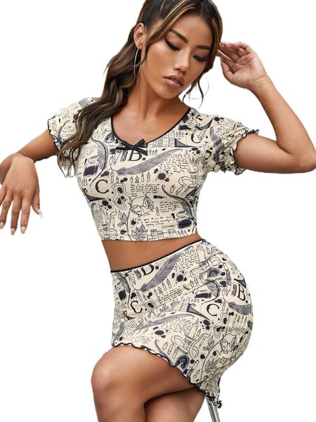 

x. oliviabossonart candle & s.logan graphic puff s.leeve bow t.ee & l.ettuce t.rim bodycon s.kirt d5ut#, White