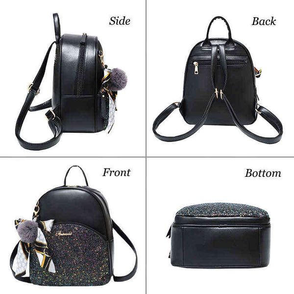 Bolsas de escola Pu Mulheres Backpacks Ladies Leather Backpack Designer de moda Feminina Livro de meninas para adolescentes 220802