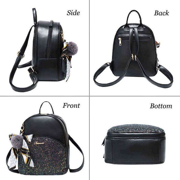 

school bags pu women backpacks ladies leather business backpack fashion designer female teenage student girls book 220802