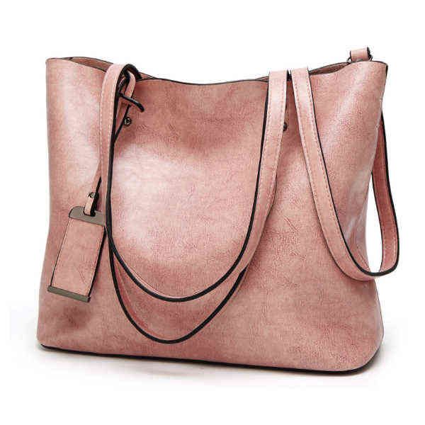 

3ahbp handbags purses solid color shoulderbags for women soft pu leather casual totes female all-match ladies handbag pink, Red;black