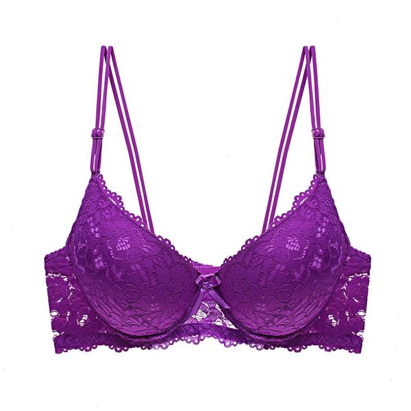 

plus size bra ultrathin lace bralette for woman racerback push up cotton brassiere underwire b c cup bras underwear, Red;black