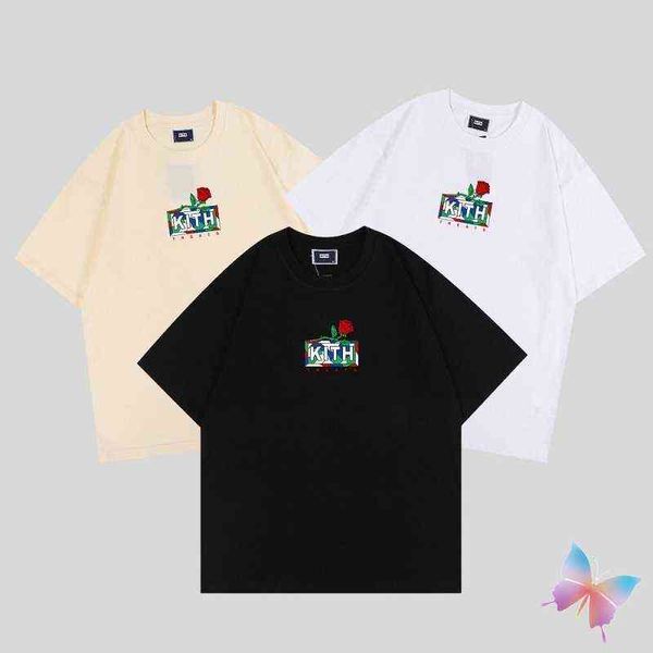 

kith shirts quantity red rose box loose men women t-shirt, White;black