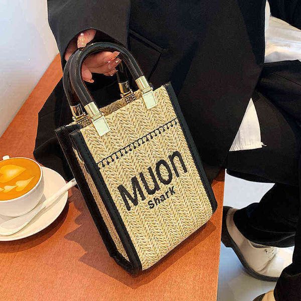 

factory direct sale summer straw 2022 new shoulder vertical mini hand fashion mobile cross messenger women's bag 011