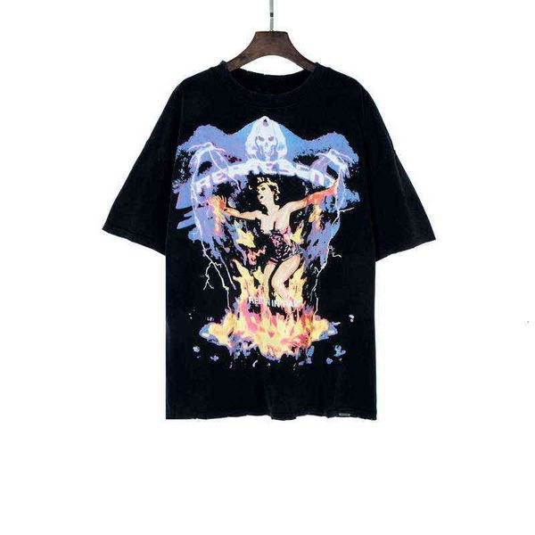 

reappresent summer wash short sleeve t-shirt men's and women's lovers' fashion half versatile, White;black