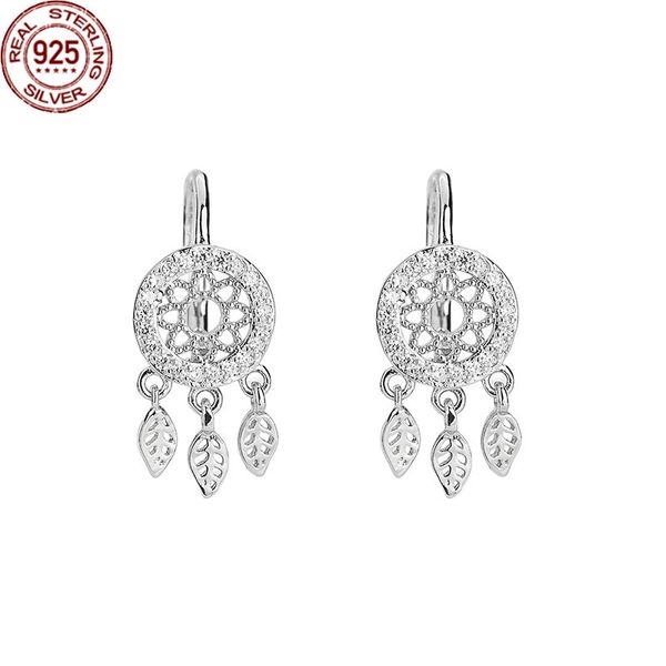 

2022 s925 silver ear nail female korean sweet zircon dream catcher charm earrings short temperament fashion jewelry gift, Golden