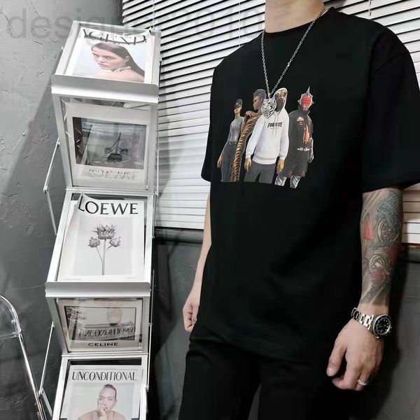 

women's t-shirt designer family b 2022 spring and summer new couple alien like printed round neck short sleeve t-shirt men's women, White