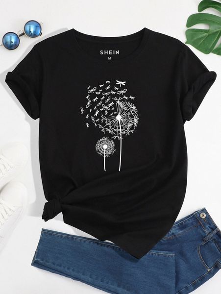 

plants print t-shirt g8kj#, White