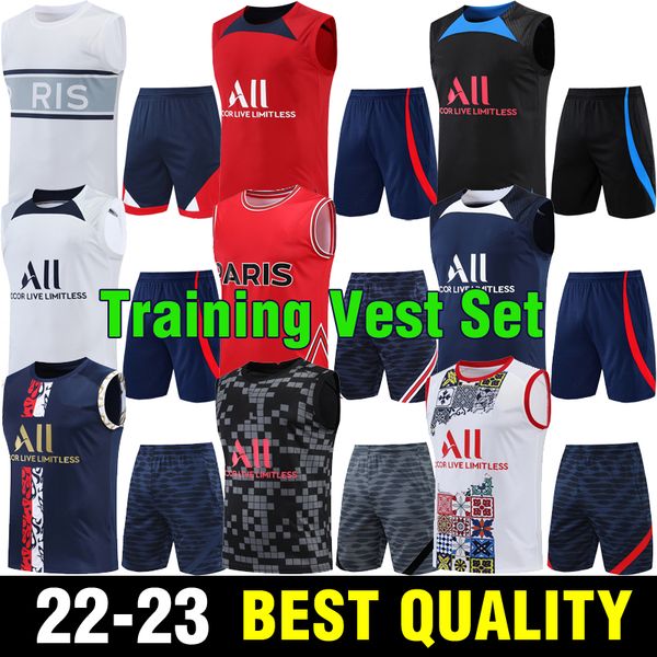 

kit 2022 2023 training wear soccer jerseys sleeveless kit mbappe di maria kimpembe sergio ramos verratti draxler icardi vest football shirt, Black