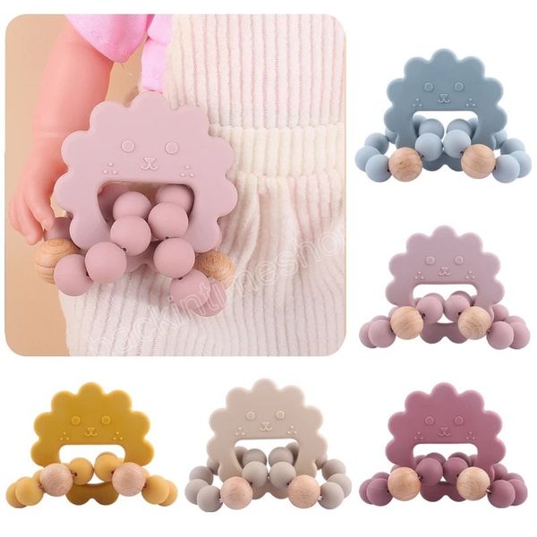 

baby silicone teether cartoon lion rodent teething ring food grade diy accessories soothers molar toys infant rattle toys