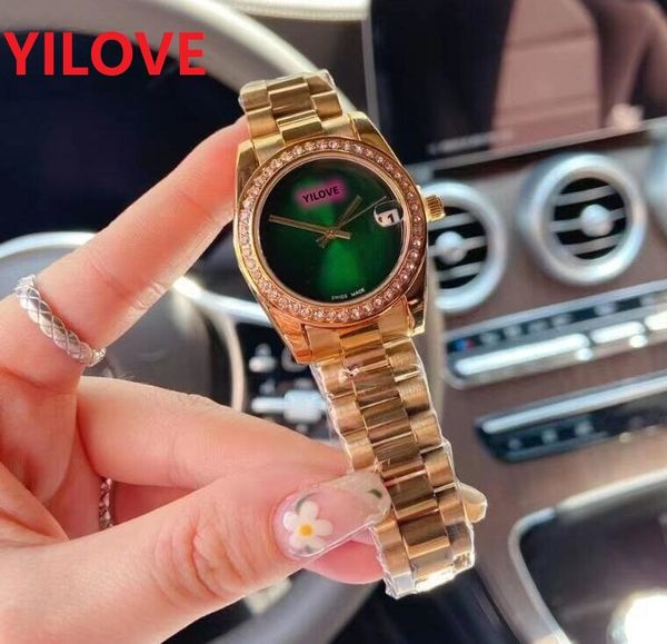 orologio al quarzo da donna in oro rosa di lusso con diamanti Anello orologi moda per donna Cinturino in acciaio inossidabile Top Brand Designer Orologi da polso Regalo di San Valentino di Natale