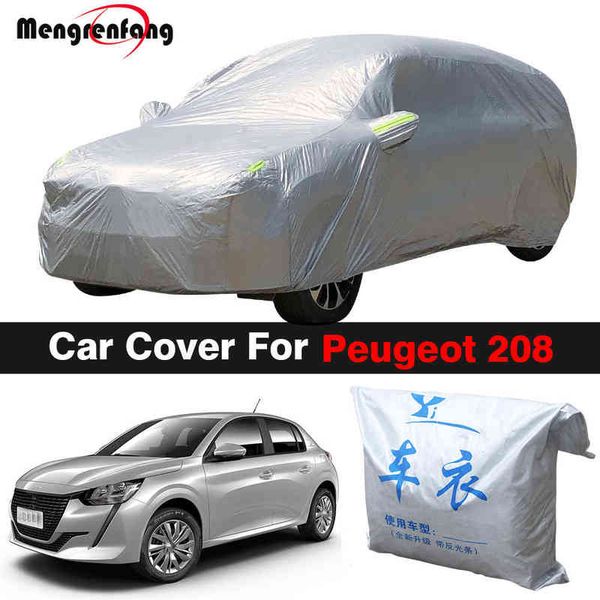 Volle Auto Abdeckung Anti-UV Outdoor Indoor Sonnenschutz Regen Schnee Staub Beständig Abdeckung Für Peugeot 208 Schrägheck H220425