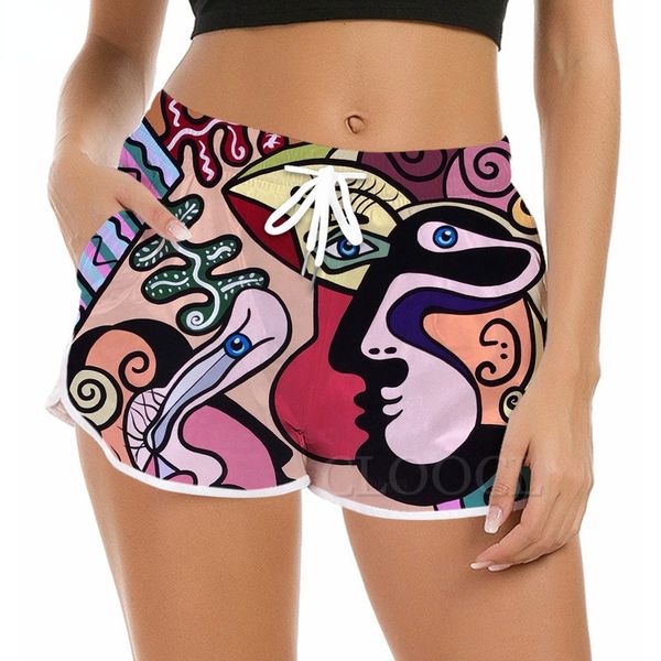 

cloocl women shorts beautiful polynesia abstract art 3d pattern printed shorts fashion fitness sweatpant for female beach shorts 220616, White;black