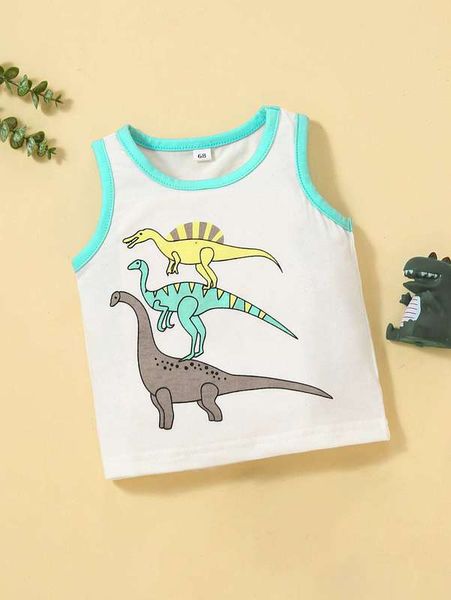 

baby cartoon dinosaur binding tank she, Blue