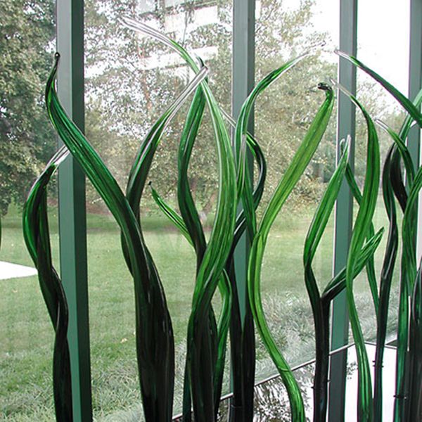 Lobby de lobby de lobby Arte Lâmpada de chão Murano Grass Gream Green Standing Standing Garden Garden Indoor Floor Sculpture 36 a 48 polegadas