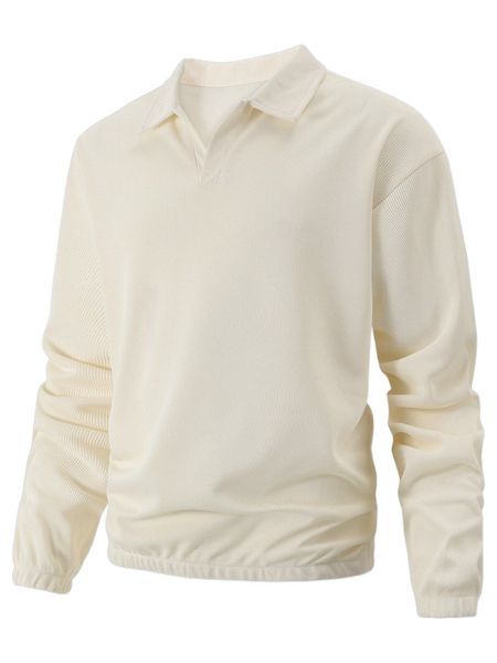 

men drop shoulder solid sweatshirt 79mf#, Black