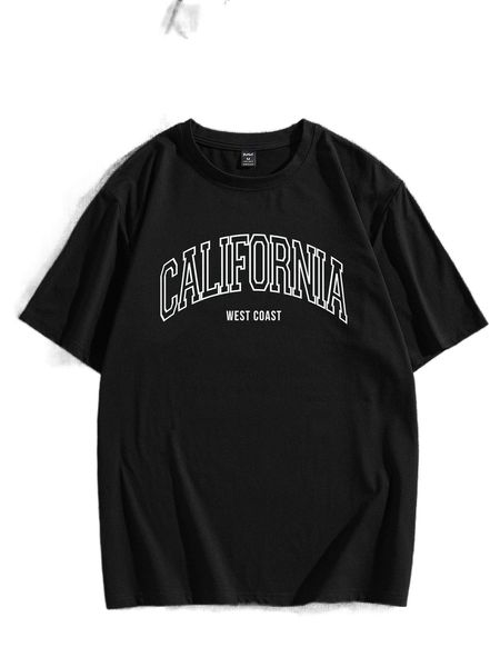 

romwe guys letter graphic tee e3es#, White;black